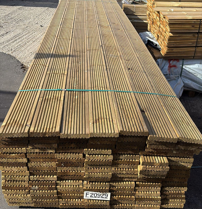 ✅TRADE PACK✅ Full Pallet 112 Lengths Of Treated Double-sided Decking Boards 145mm x 25mm x 3.6m - £1115 Inc Vat