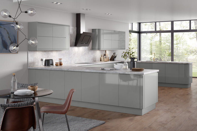 Larissa Handle Less Dust Grey Gloss J Pull- Replacement Kitchen Doors (450mm High) -