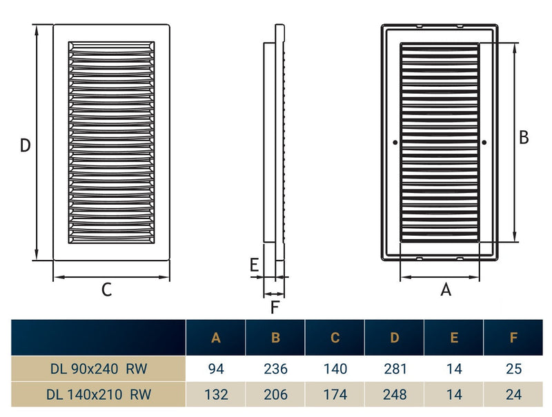 Louvre Vent White DL/90X240RW LUX With Fly Mesh - Hardware > Heating, Ventilation & Air Conditioning