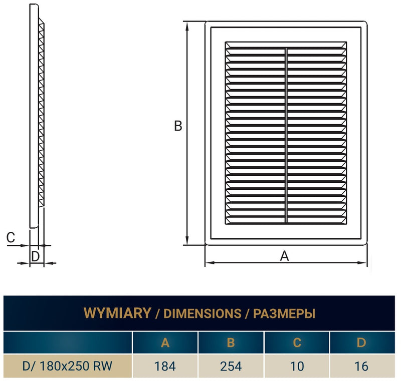 Louvre Vent D/180X250RW Classic 180mm X 250mm with Fly Screen - Hardware > Heating, Ventilation & Air Conditioning