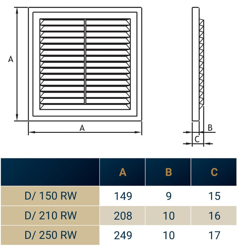 Louvre Vent D/150RW Classic 150mm - Hardware > Heating, Ventilation & Air Conditioning