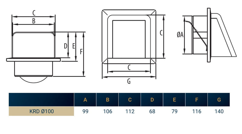 External Brown Louvre Vent KRD/100B fi100mm - Hardware > Heating, Ventilation & Air Conditioning