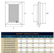 Louvre Vent White Duo Smart 165 With Fly Mesh - Hardware > Heating, Ventilation & Air Conditioning