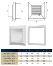 Louvre Vent Graphite Duo Smart 135G 135mm With Fly Mesh - Hardware > Heating, Ventilation & Air Conditioning