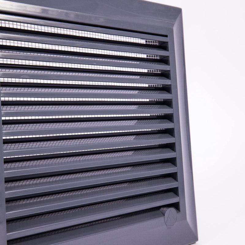 Louvre Vent Graphite Duo Smart 135G 135mm With Fly Mesh - Hardware > Heating, Ventilation & Air Conditioning