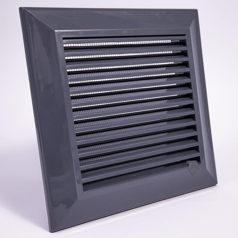 Louvre Vent Graphite Duo Smart 140/210 140mm X 210mm With Fly Mesh - Hardware > Heating, Ventilation & Air Conditioning