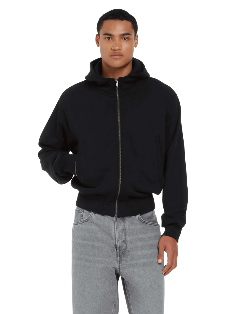 Organic Cotton Unisex Black Work Bomber Jacket Hoodie Sizes XS to 2XL - Sustainable Workwear Range