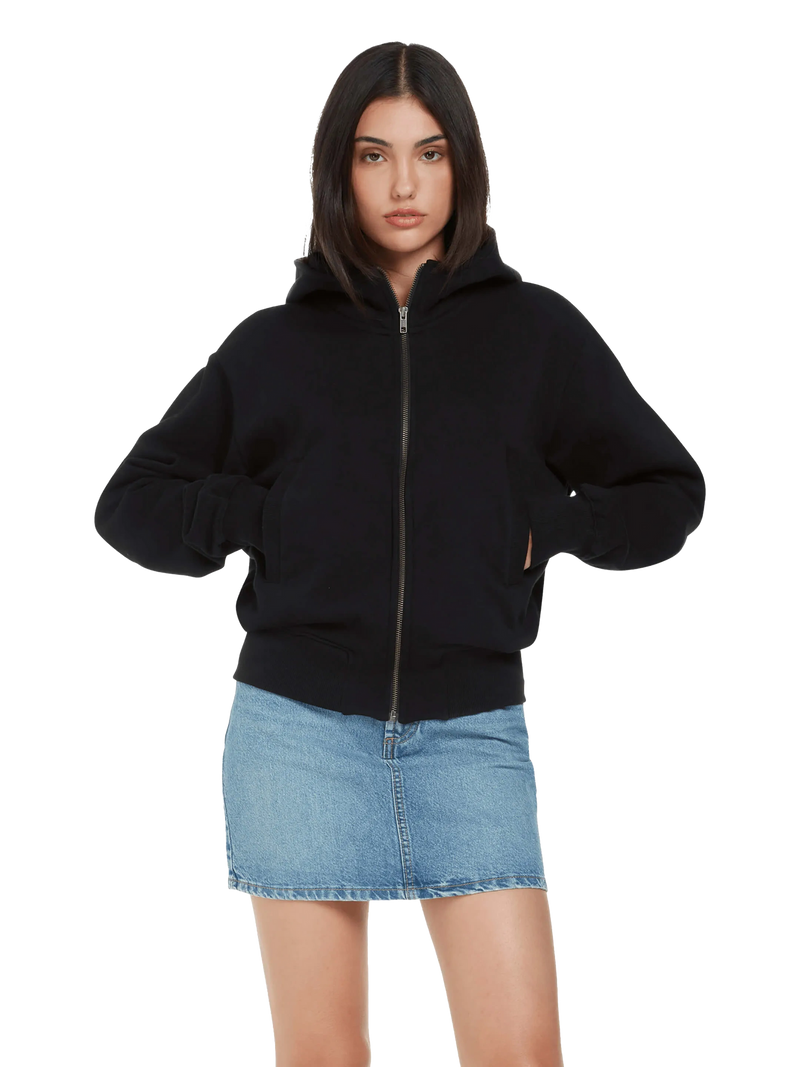 Organic Cotton Unisex Black Work Bomber Jacket Hoodie Sizes XS to 2XL - Sustainable Workwear Range