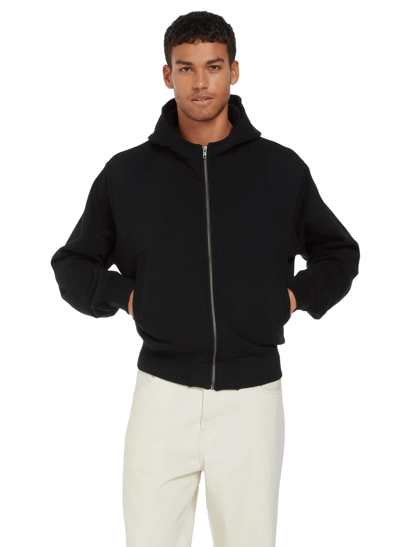 Organic Cotton Unisex Black Work Bomber Jacket Hoodie Sizes XS to 2XL - Sustainable Workwear Range