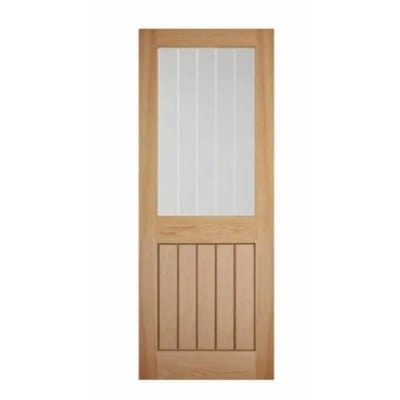 Cottage Oak Glazed 1 Lite 1 Panel Unfinished Internal Door - All Sizes - Doors