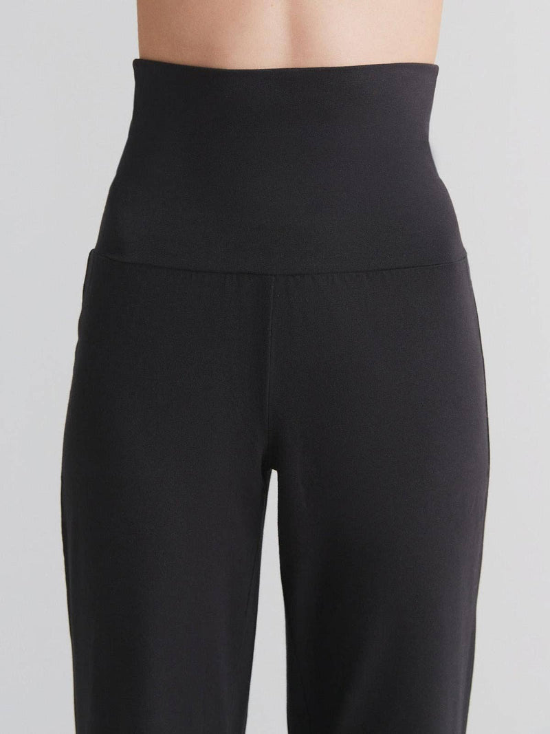 Organic Cotton Womens Work Leggings with Wide Waistband Sizes S to XL Black Navy Grey - Sustainable Workwear Range