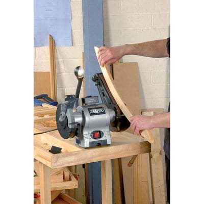 Bench Grinder with Sanding Belt and Worklight - 150mm - 370W