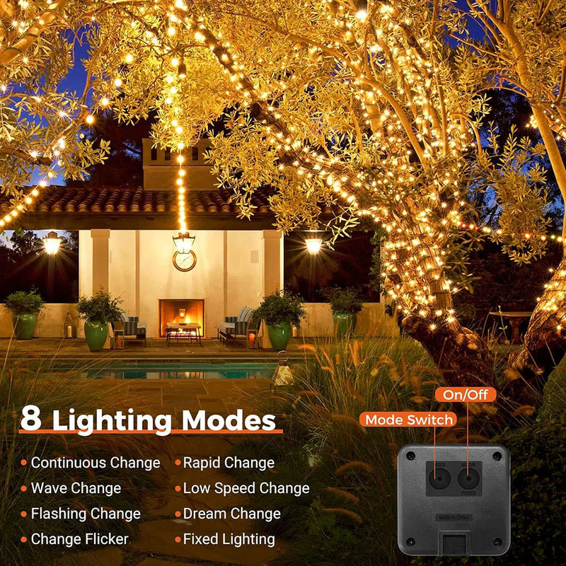 Caradok Solar String Lights Outdoor - 8 Lighting Modes - Extra Long Up to 30m with 300 LEDs - IP65 Waterproof Fairy Lights - Home & Garden > Lighting > Light Ropes & Strings