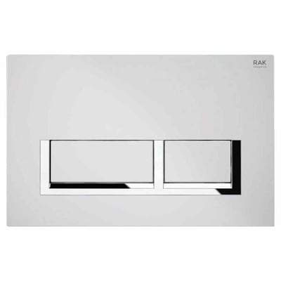 White Flush Plate with Polished Chrome Surrounding Push Plates - All Styles - Bathrooms