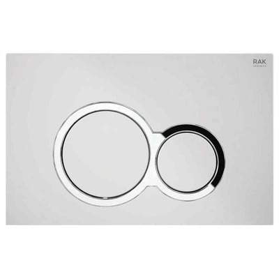 White Flush Plate with Polished Chrome Surrounding Push Plates - All Styles - Bathrooms