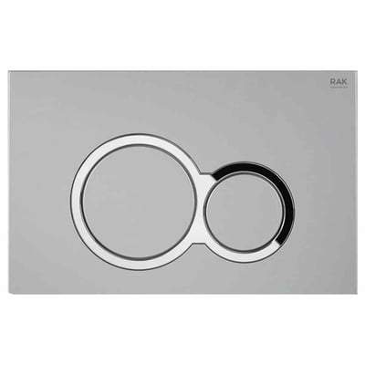 Matt Chrome Flush Plate with Polished Chrome Surrounding Round Push Plates - Bathrooms