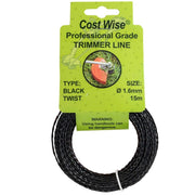Strimmer Line Black Twist 1.6mm x 15m - Home & Garden > Lawn & Garden > Outdoor Power Equipment Accessories > Weed Trimmer Accessories > Weed Trimmer Blades & Spools > Weed Trimmer Spools Garden tools & Accesories