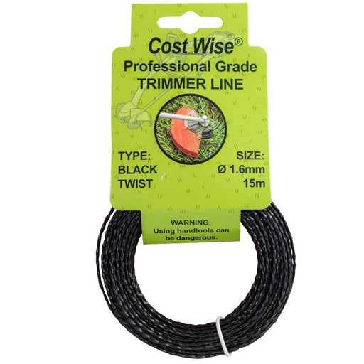 Strimmer Line Black Twist 1.6mm x 15m - Home & Garden > Lawn & Garden > Outdoor Power Equipment Accessories > Weed Trimmer Accessories > Weed Trimmer Blades & Spools > Weed Trimmer Spools Garden tools & Accesories