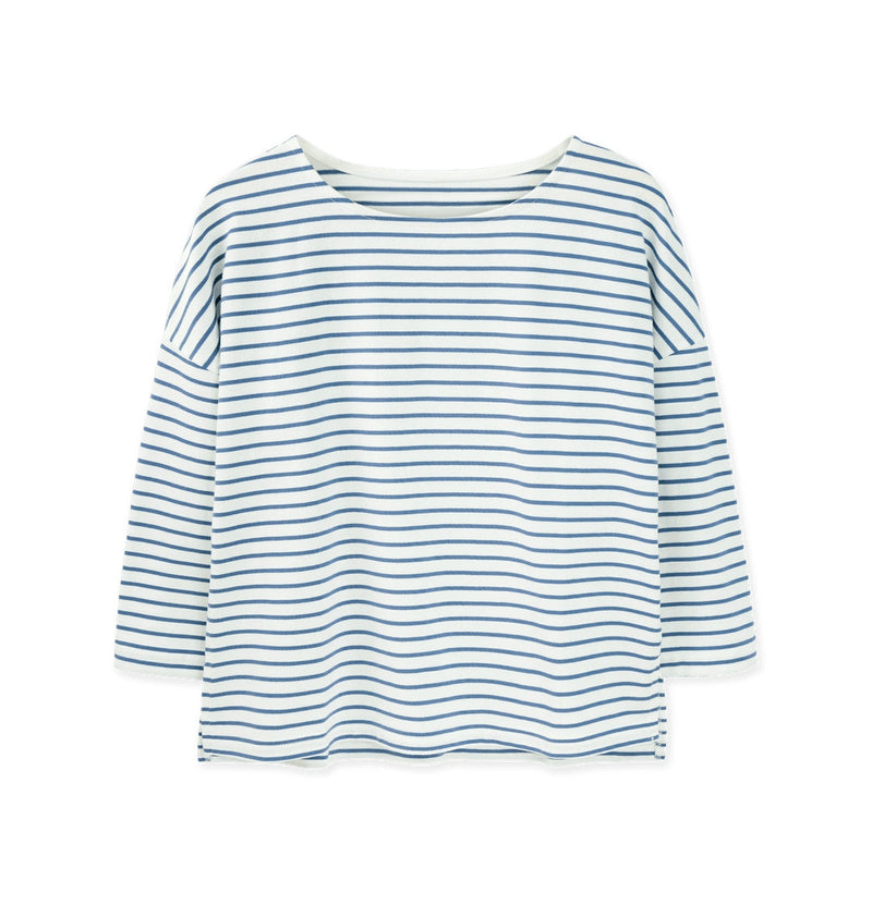 Organic Cotton Womens Striped Boat Neck Work Top Sizes 8-18 Uk - Sustainable Workwear Range