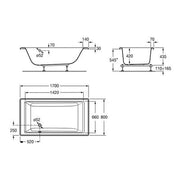 Vythos Double Ended Acrylic Bath - All Sizes - Bathrooms