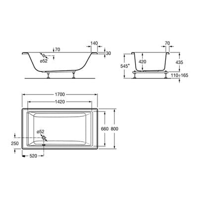 Vythos Double Ended Acrylic Bath - All Sizes - Bathrooms