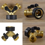 Double Tap Connector with Valves & Threaded Outlets Brass - Home & Garden > Lawn & Garden Garden watering