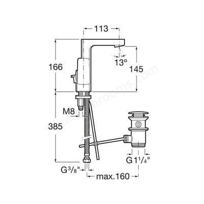 L90 Side Lever Basin Mixer Tap With Pop-Up Waste - Bathrooms