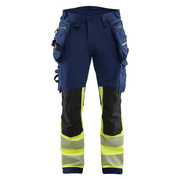 Blaklader 1125 Hi-Vis 4-Way Stretch Kneepad Trousers Navy/Yellow - Apparel & Accessories > Clothing > Uniforms > Contractor Pants & Coveralls HI-VIS TROUSERS