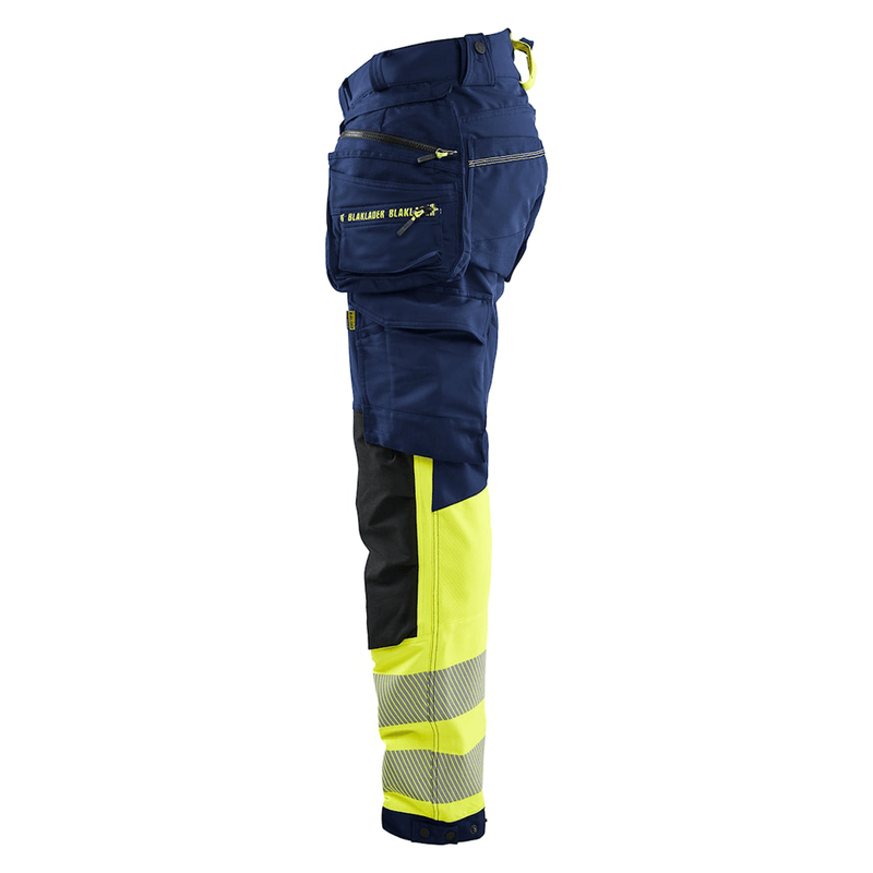 Blaklader 1125 Hi-Vis 4-Way Stretch Kneepad Trousers Navy/Yellow - Apparel & Accessories > Clothing > Uniforms > Contractor Pants & Coveralls HI-VIS TROUSERS