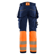 Blaklader 1125 Hi-Vis 4-Way Stretch Kneepad Trousers Navy/Orange - Apparel & Accessories > Clothing > Uniforms > Contractor Pants & Coveralls HI-VIS TROUSERS