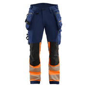 Blaklader 1125 Hi-Vis 4-Way Stretch Kneepad Trousers Navy/Orange - Apparel & Accessories > Clothing > Uniforms > Contractor Pants & Coveralls HI-VIS TROUSERS