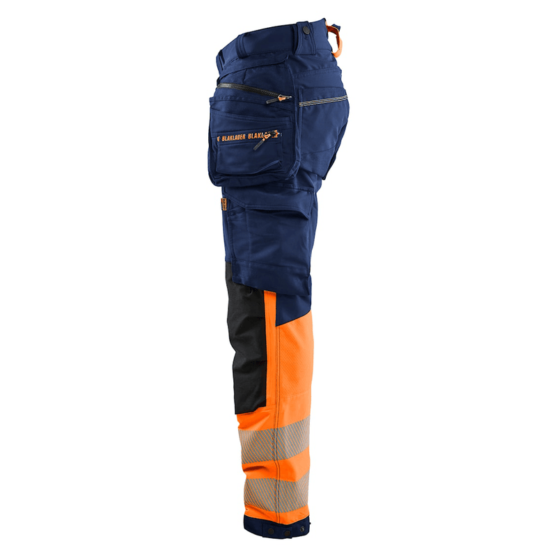 Blaklader 1125 Hi-Vis 4-Way Stretch Kneepad Trousers Navy/Orange - Apparel & Accessories > Clothing > Uniforms > Contractor Pants & Coveralls HI-VIS TROUSERS