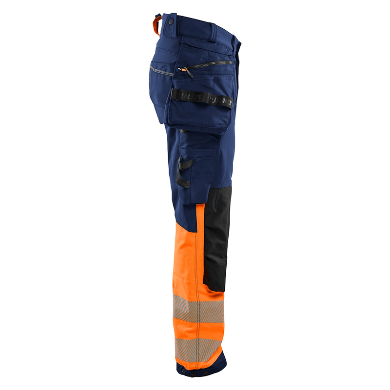 Blaklader 1125 Hi-Vis 4-Way Stretch Kneepad Trousers Navy/Orange - Apparel & Accessories > Clothing > Uniforms > Contractor Pants & Coveralls HI-VIS TROUSERS