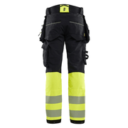 Blaklader 1125 Hi-Vis 4-Way Stretch Kneepad Trousers Black/Yellow - Apparel & Accessories > Clothing > Uniforms > Contractor Pants & Coveralls HI-VIS TROUSERS