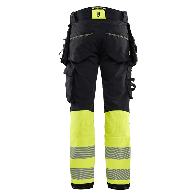 Blaklader 1125 Hi-Vis 4-Way Stretch Kneepad Trousers Black/Yellow - Apparel & Accessories > Clothing > Uniforms > Contractor Pants & Coveralls HI-VIS TROUSERS