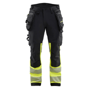 Blaklader 1125 Hi-Vis 4-Way Stretch Kneepad Trousers Black/Yellow - Apparel & Accessories > Clothing > Uniforms > Contractor Pants & Coveralls HI-VIS TROUSERS
