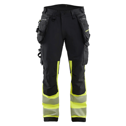 Blaklader 1125 Hi-Vis 4-Way Stretch Kneepad Trousers Black/Yellow - Apparel & Accessories > Clothing > Uniforms > Contractor Pants & Coveralls HI-VIS TROUSERS