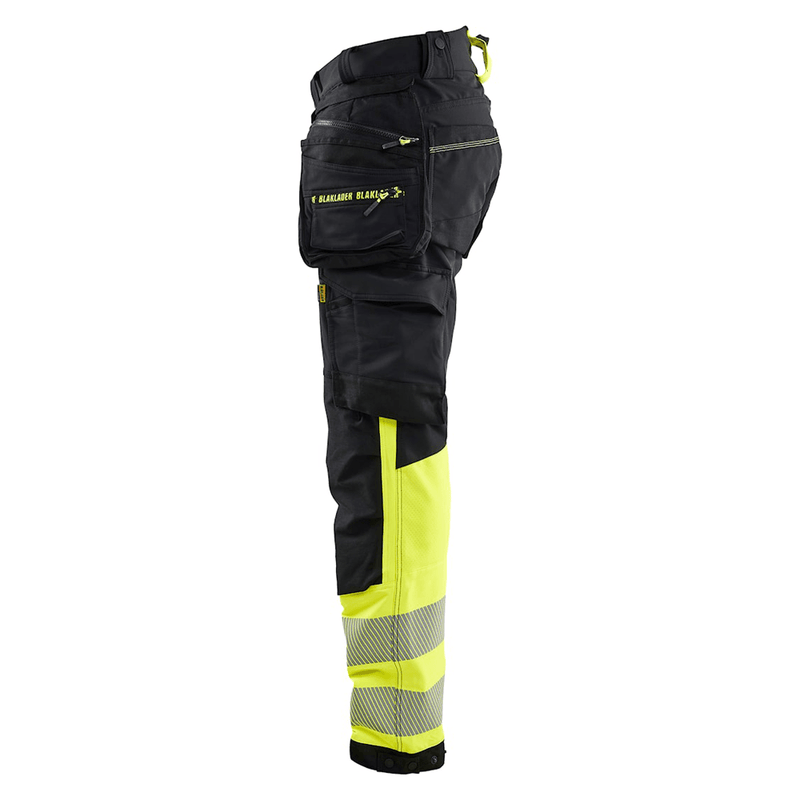 Blaklader 1125 Hi-Vis 4-Way Stretch Kneepad Trousers Black/Yellow - Apparel & Accessories > Clothing > Uniforms > Contractor Pants & Coveralls HI-VIS TROUSERS