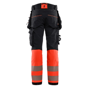 Blaklader 1125 Hi-Vis 4-Way Stretch Kneepad Trousers Black/Red - Apparel & Accessories > Clothing > Uniforms > Contractor Pants & Coveralls HI-VIS TROUSERS