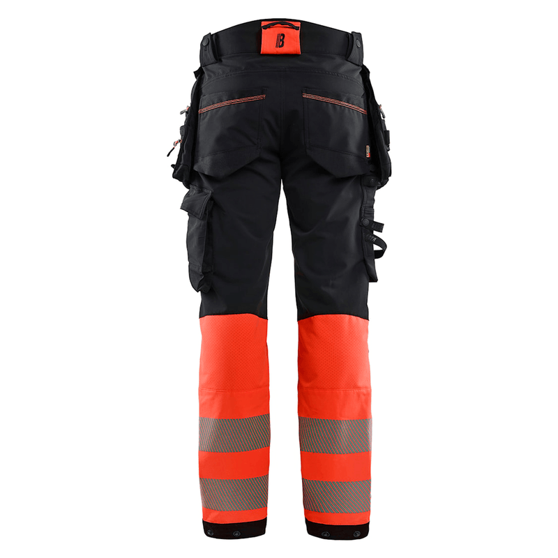 Blaklader 1125 Hi-Vis 4-Way Stretch Kneepad Trousers Black/Red - Apparel & Accessories > Clothing > Uniforms > Contractor Pants & Coveralls HI-VIS TROUSERS