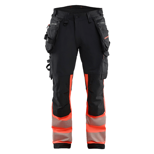 Blaklader 1125 Hi-Vis 4-Way Stretch Kneepad Trousers Black/Red - Apparel & Accessories > Clothing > Uniforms > Contractor Pants & Coveralls HI-VIS TROUSERS