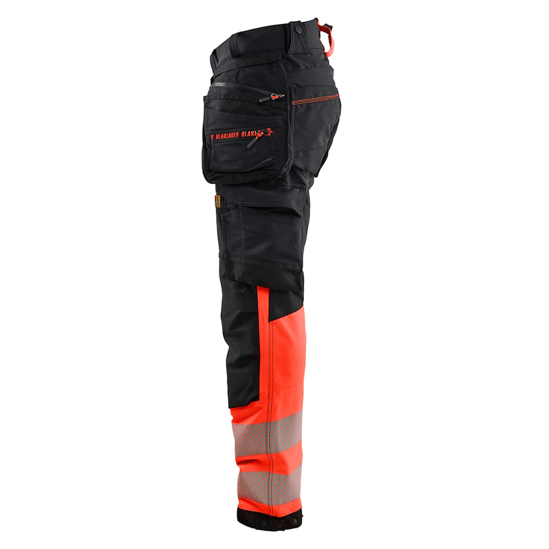 Blaklader 1125 Hi-Vis 4-Way Stretch Kneepad Trousers Black/Red - Apparel & Accessories > Clothing > Uniforms > Contractor Pants & Coveralls HI-VIS TROUSERS