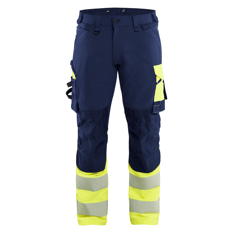 Blaklader 1126 Hi-Vis 4-Way Stretch Kneepad Trousers Navy/Yellow - Apparel & Accessories > Clothing > Uniforms > Contractor Pants & Coveralls HI-VIS TROUSERS