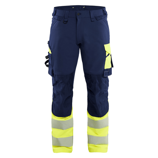 Blaklader 1126 Hi-Vis 4-Way Stretch Kneepad Trousers Navy/Yellow - Apparel & Accessories > Clothing > Uniforms > Contractor Pants & Coveralls HI-VIS TROUSERS