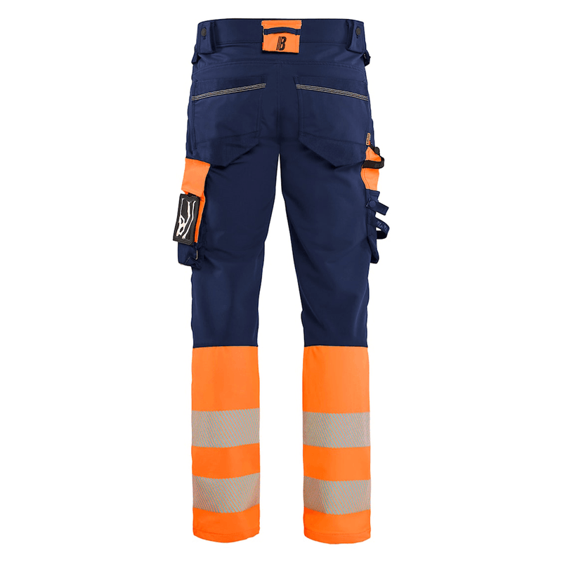 Blaklader 1126 Hi-Vis 4-Way Stretch Kneepad Trousers Navy/Orange - Apparel & Accessories > Clothing > Uniforms > Contractor Pants & Coveralls HI-VIS TROUSERS
