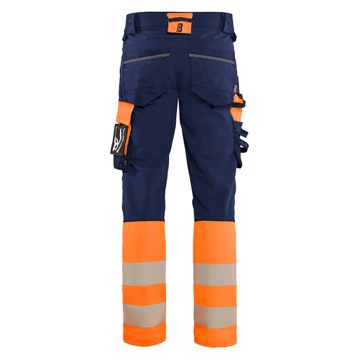 Blaklader 1126 Hi-Vis 4-Way Stretch Kneepad Trousers Navy/Orange - Apparel & Accessories > Clothing > Uniforms > Contractor Pants & Coveralls HI-VIS TROUSERS
