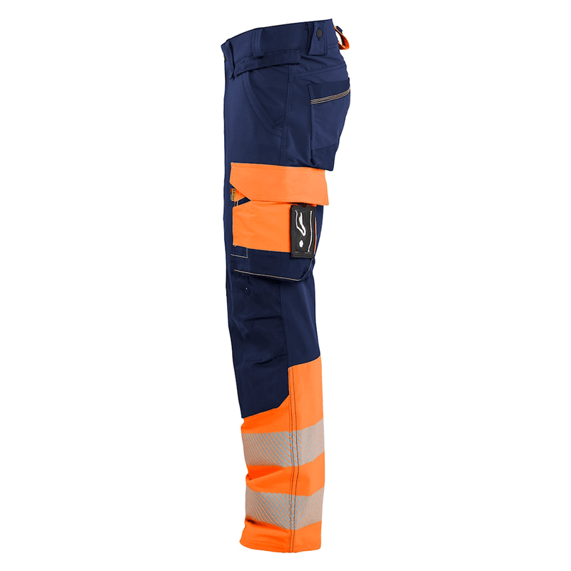 Blaklader 1126 Hi-Vis 4-Way Stretch Kneepad Trousers Navy/Orange - Apparel & Accessories > Clothing > Uniforms > Contractor Pants & Coveralls HI-VIS TROUSERS