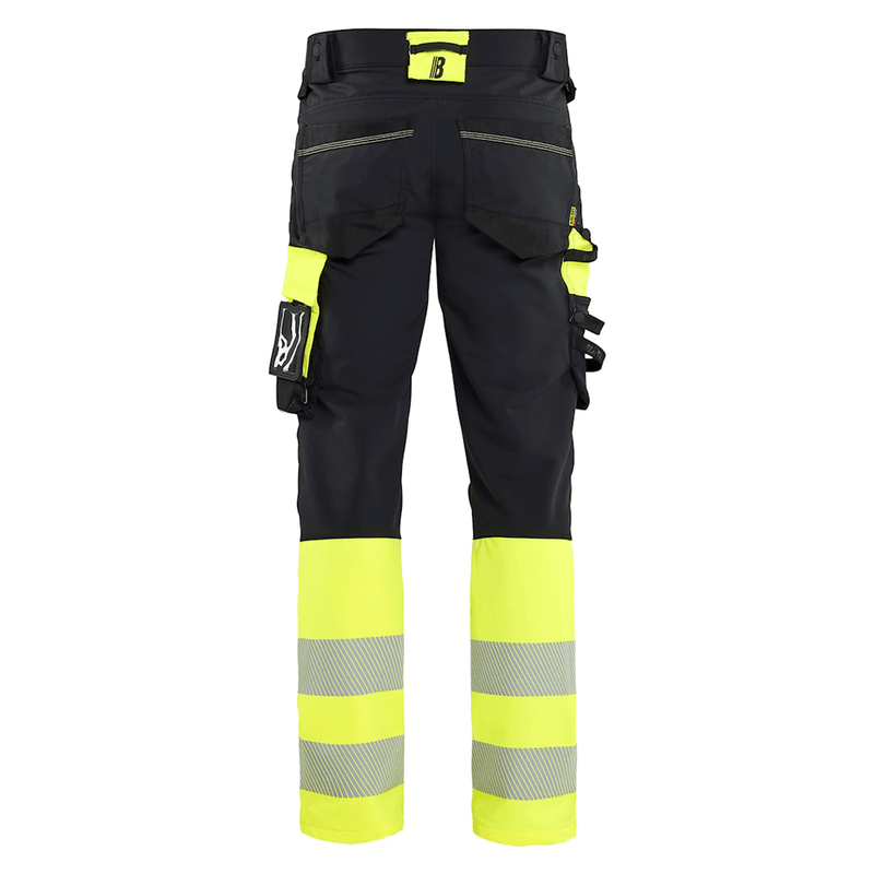 Blaklader 1126 Hi-Vis 4-Way Stretch Kneepad Trousers Black/Yellow - Apparel & Accessories > Clothing > Uniforms > Contractor Pants & Coveralls HI-VIS TROUSERS