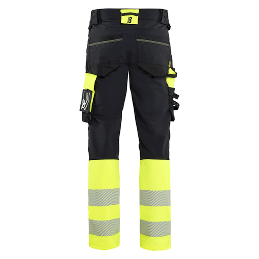 Blaklader 1126 Hi-Vis 4-Way Stretch Kneepad Trousers Black/Yellow - Apparel & Accessories > Clothing > Uniforms > Contractor Pants & Coveralls HI-VIS TROUSERS