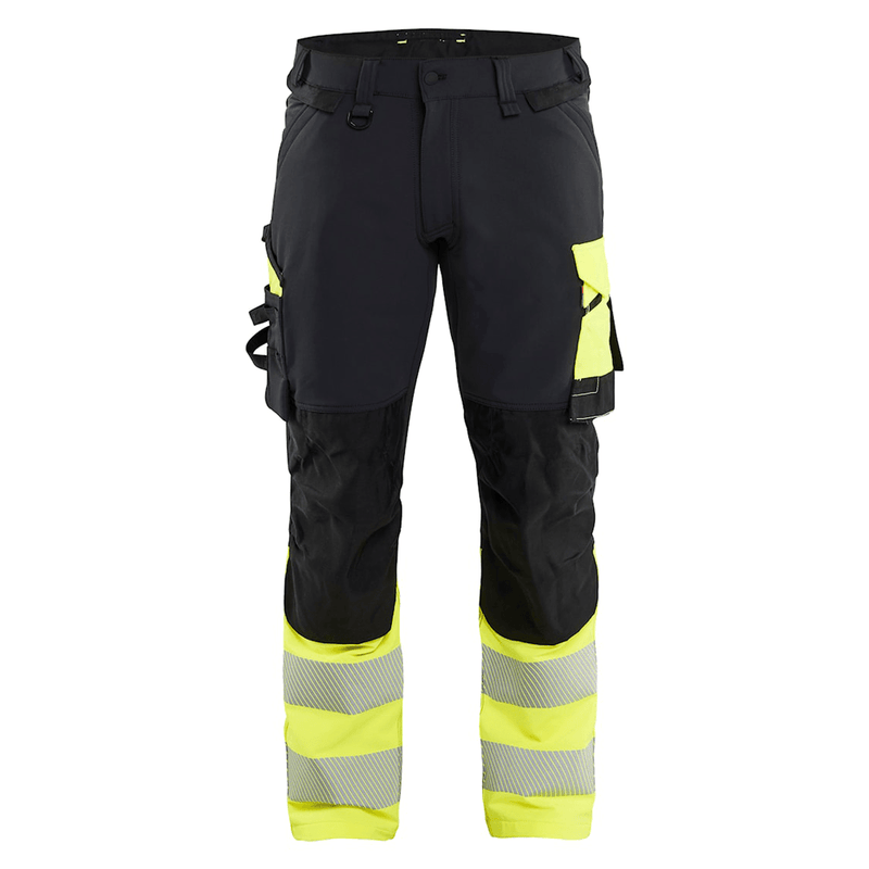 Blaklader 1126 Hi-Vis 4-Way Stretch Kneepad Trousers Black/Yellow - Apparel & Accessories > Clothing > Uniforms > Contractor Pants & Coveralls HI-VIS TROUSERS